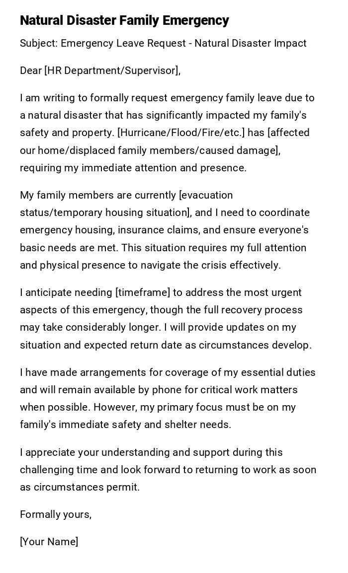 Natural Disaster Family Emergency Natural Disaster Family Emergency