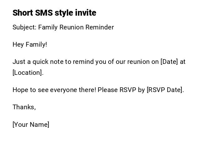 Short SMS style invite