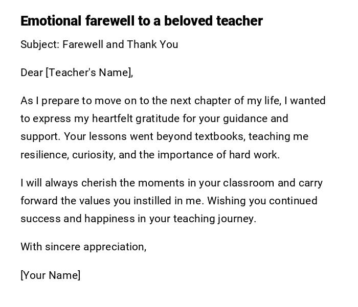 Emotional farewell to a beloved teacher Emotional farewell to a beloved teacher