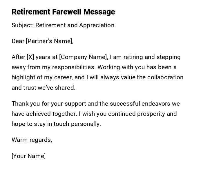 Retirement Farewell Message Retirement Farewell Message