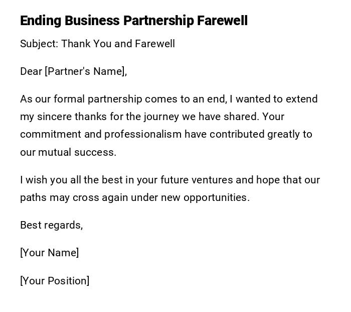 Ending Business Partnership Farewell Ending Business Partnership Farewell