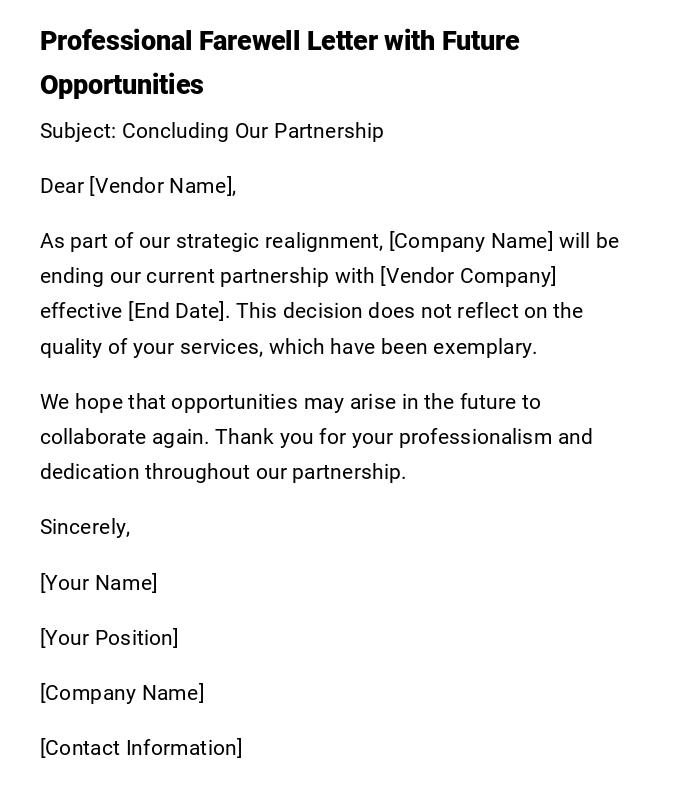 Professional Farewell Letter with Future Opportunities Professional Farewell Letter with Future Opportunities