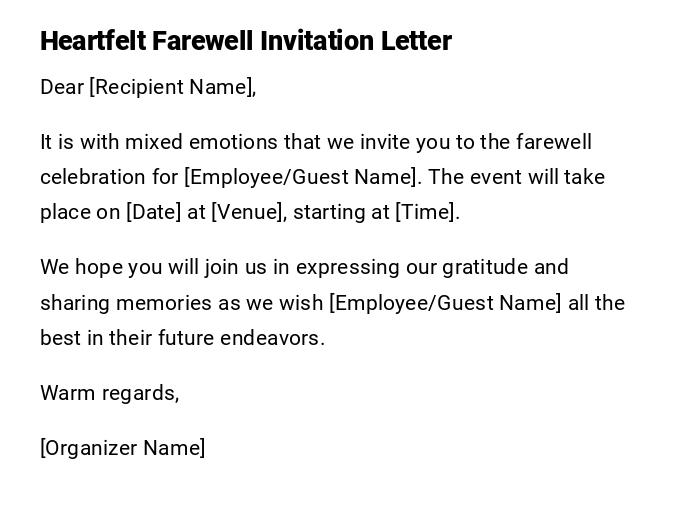 Heartfelt Farewell Invitation Letter Heartfelt Farewell Invitation Letter