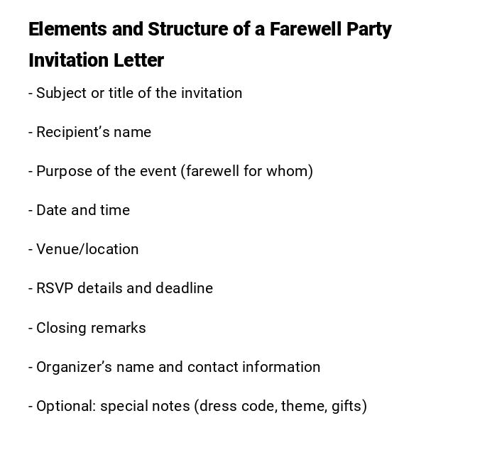 Elements and Structure of a Farewell Party Invitation Letter Elements and Structure of a Farewell Party Invitation Letter