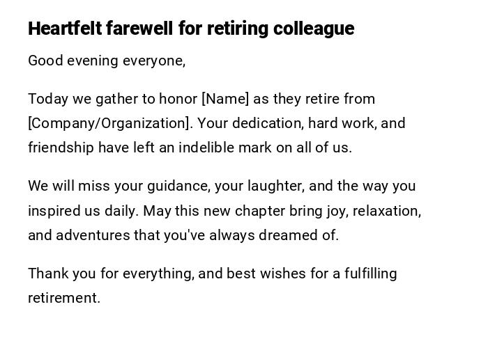 Heartfelt farewell for retiring colleague Heartfelt farewell for retiring colleague