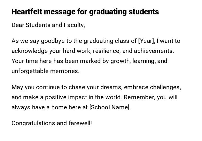 Heartfelt message for graduating students Heartfelt message for graduating students