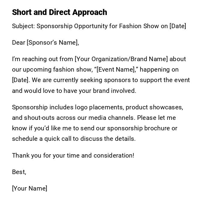 Short and Direct Approach Short and Direct Approach