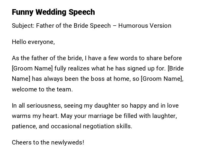 Funny Wedding Speech Funny Wedding Speech