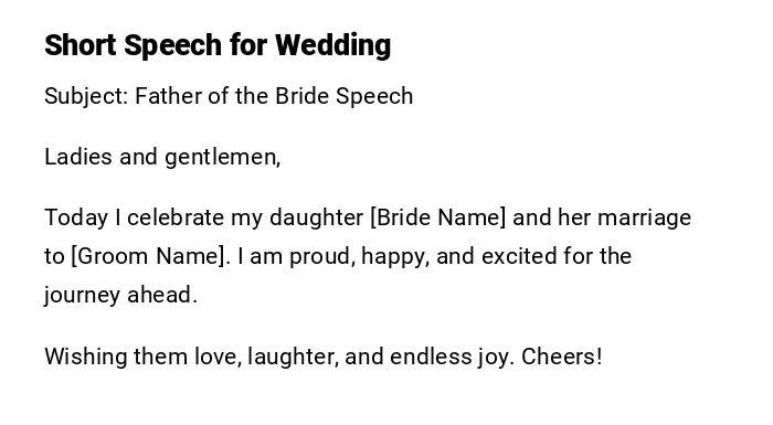 Short Speech for Wedding Short Speech for Wedding