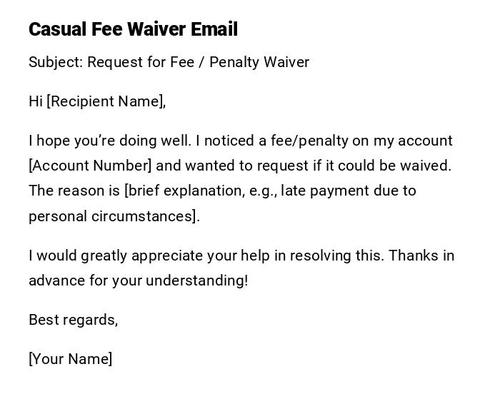 Casual Fee Waiver Email Casual Fee Waiver Email
