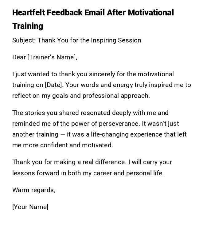 Heartfelt Feedback Email After Motivational Training