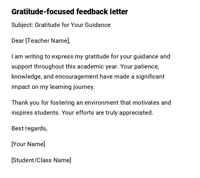 Gratitude-focused feedback letter