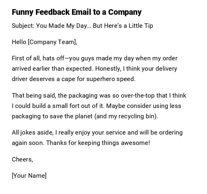 Funny Feedback Email to a Company Funny Feedback Email to a Company