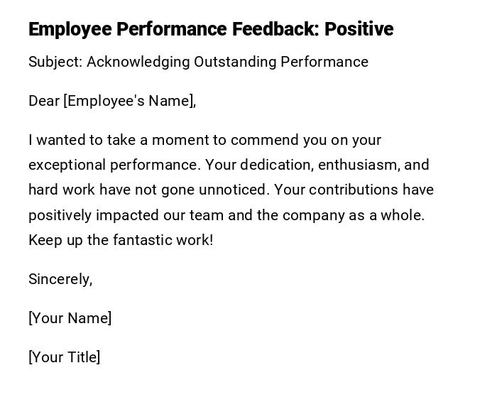 Employee Performance Feedback: Positive