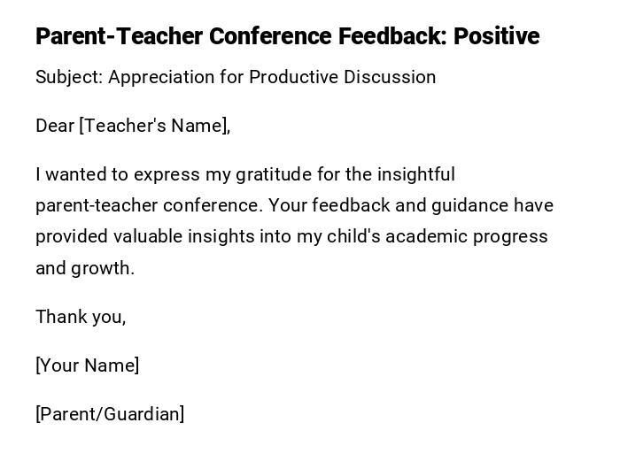 Parent-Teacher Conference Feedback: Positive