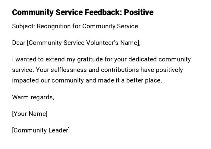 Community Service Feedback: Positive