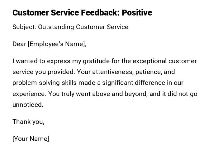 Customer Service Feedback: Positive