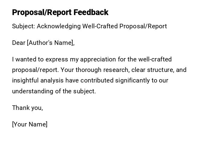 Proposal/Report Feedback