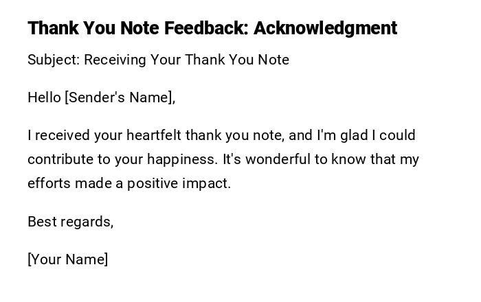 Thank You Note Feedback: Acknowledgment