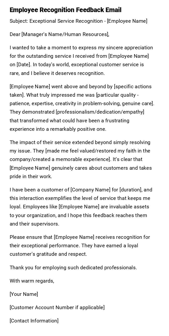 Employee Recognition Feedback Email Employee Recognition Feedback Email