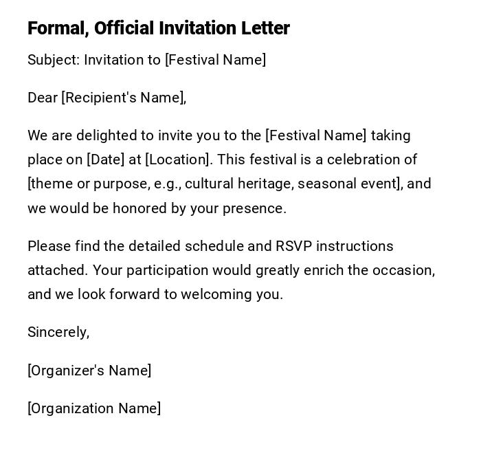 Formal, Official Invitation Letter Formal, Official Invitation Letter
