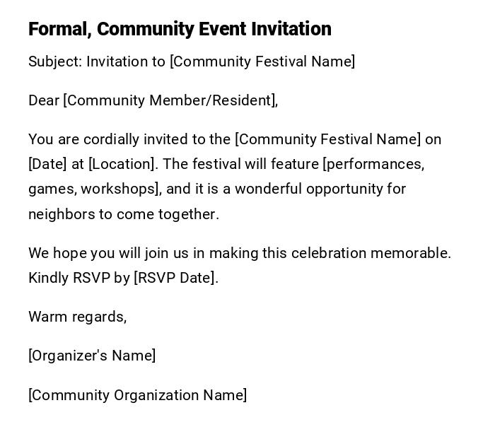 Formal, Community Event Invitation Formal, Community Event Invitation