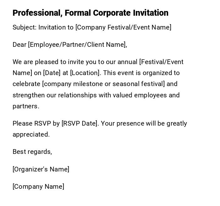 Professional, Formal Corporate Invitation Professional, Formal Corporate Invitation
