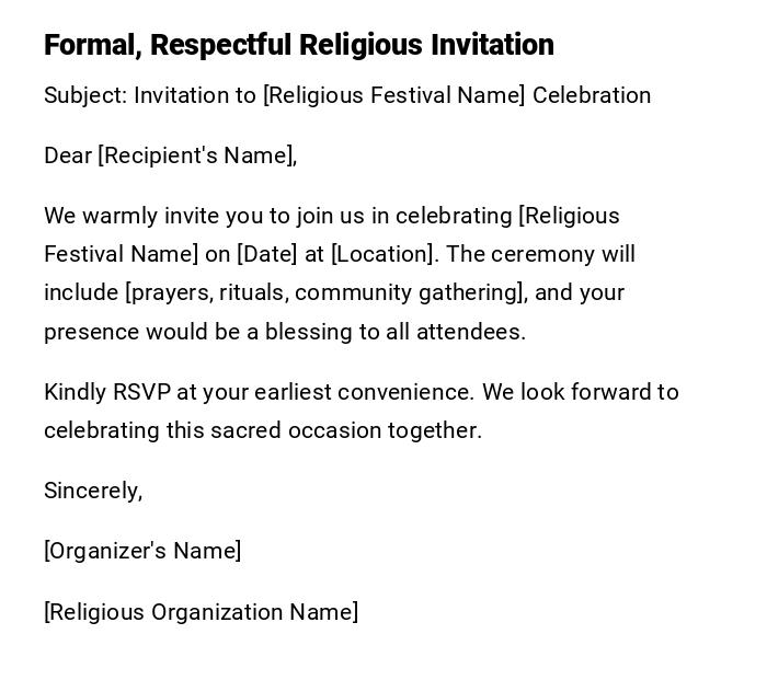 Formal, Respectful Religious Invitation Formal, Respectful Religious Invitation