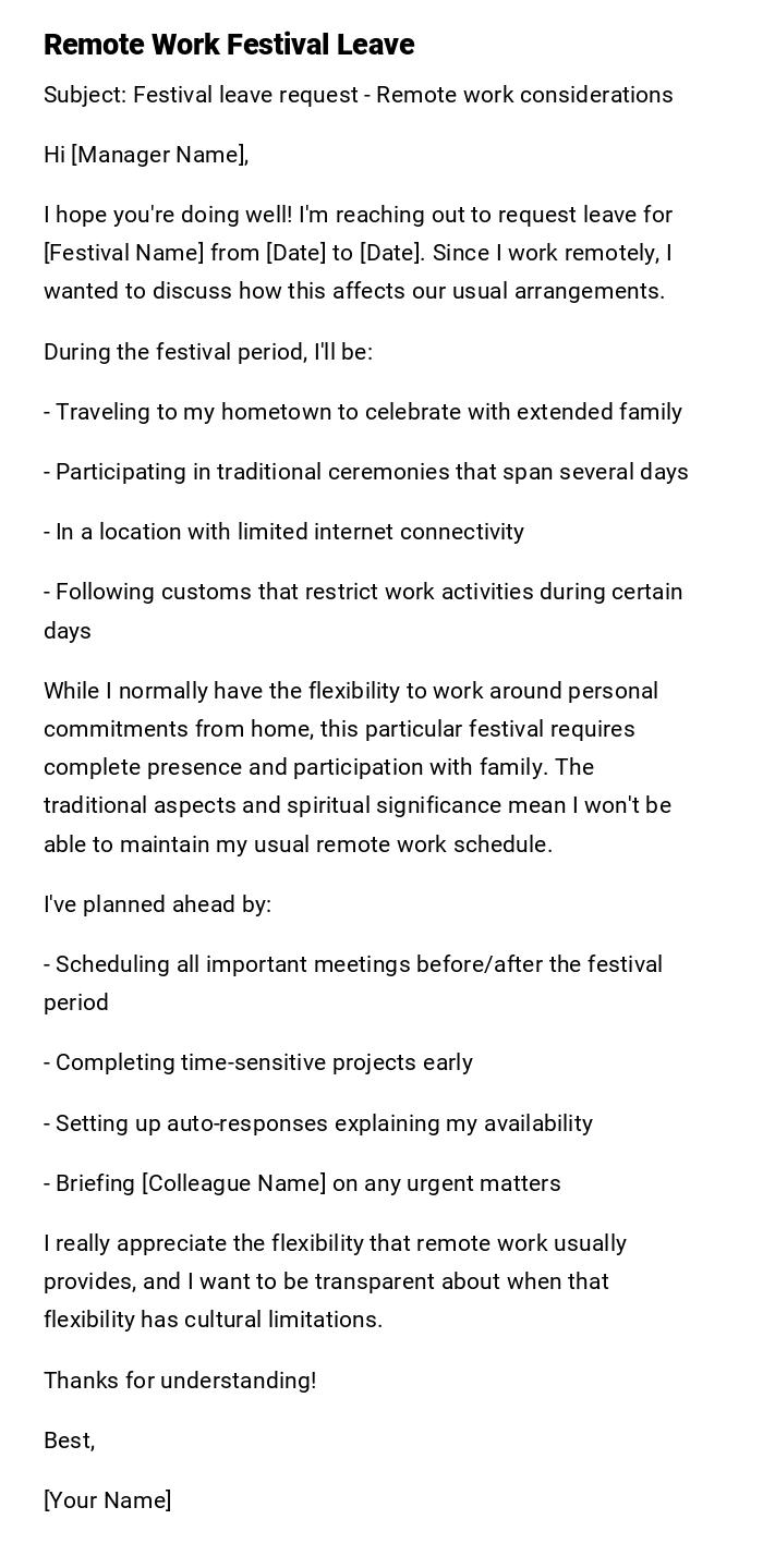 Remote Work Festival Leave Remote Work Festival Leave