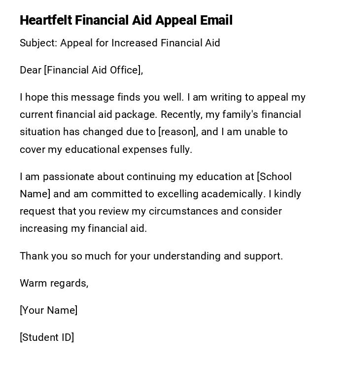 Heartfelt Financial Aid Appeal Email Heartfelt Financial Aid Appeal Email