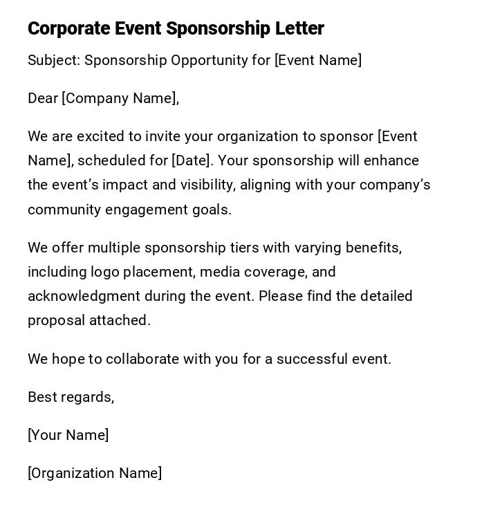 Corporate Event Sponsorship Letter