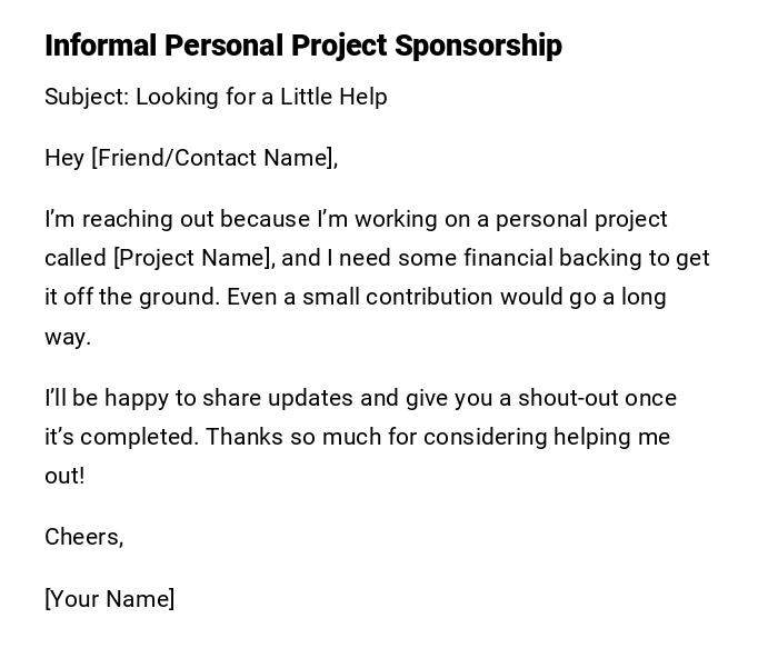 Informal Personal Project Sponsorship