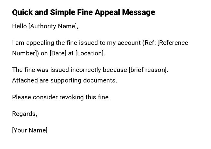 Quick and Simple Fine Appeal Message Quick and Simple Fine Appeal Message