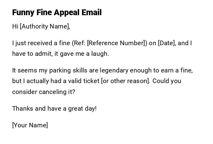 Funny Fine Appeal Email Funny Fine Appeal Email