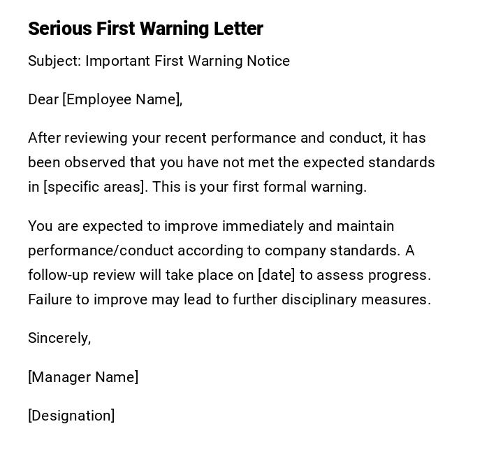 Serious First Warning Letter