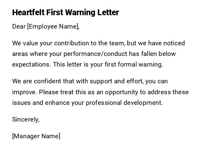 Heartfelt First Warning Letter