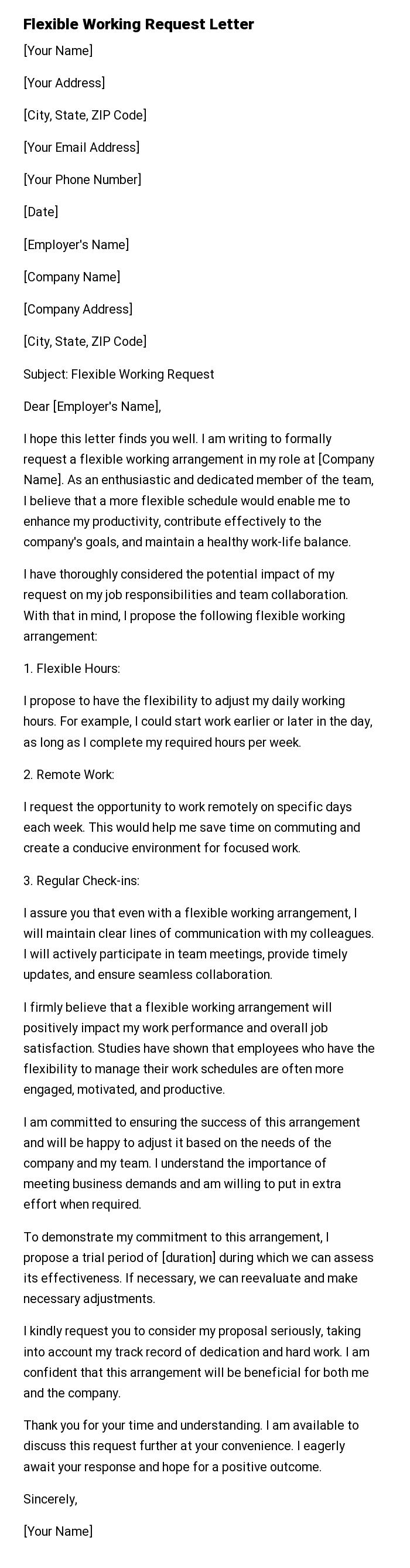 Flexible Working Request Letter