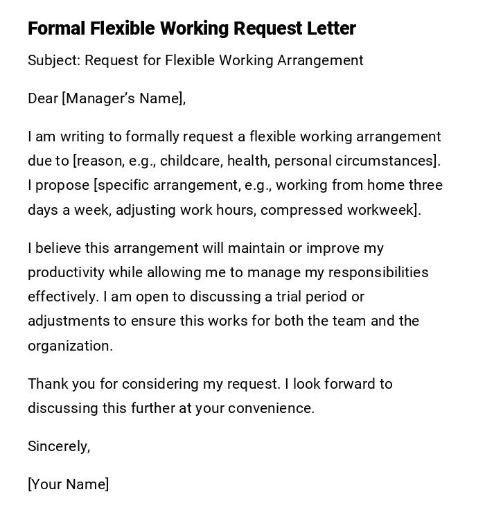 Formal Flexible Working Request Letter Formal Flexible Working Request Letter