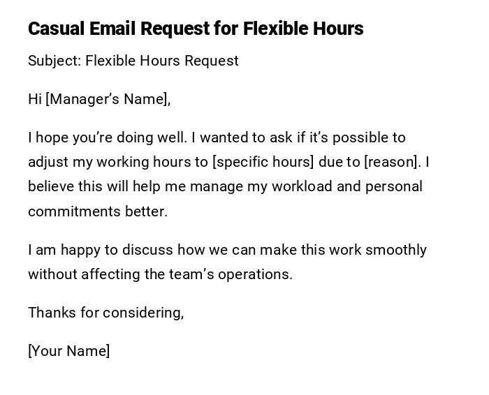 Casual Email Request for Flexible Hours Casual Email Request for Flexible Hours