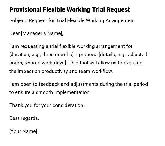 Provisional Flexible Working Trial Request Provisional Flexible Working Trial Request