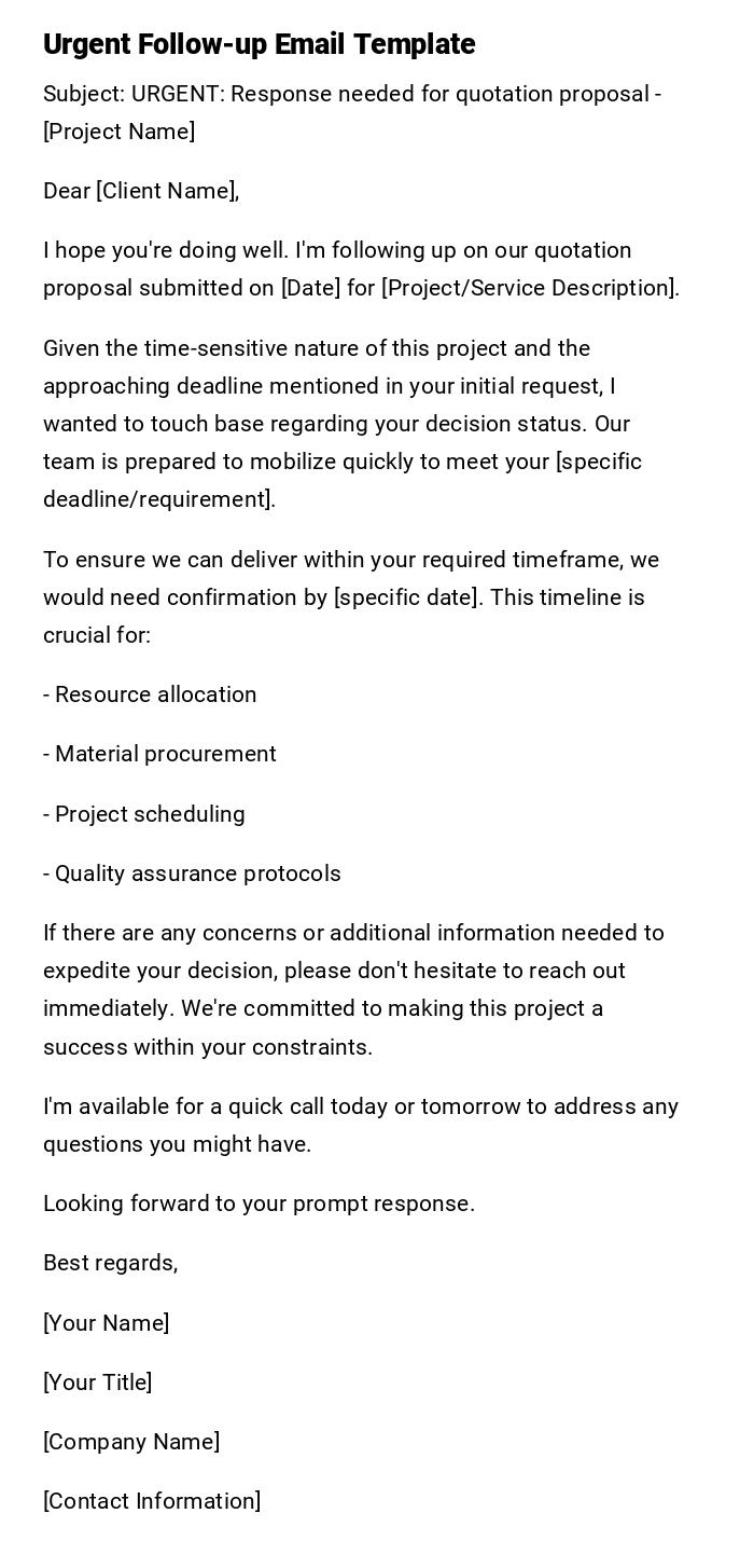 Urgent Follow-up Email Template