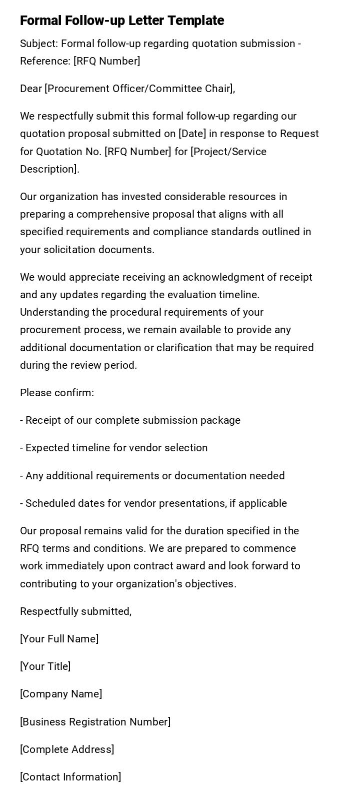 Formal Follow-up Letter Template