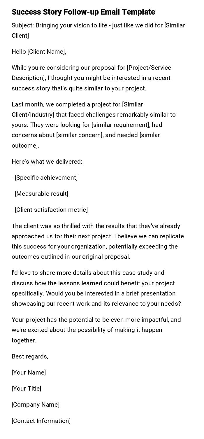 Success Story Follow-up Email Template