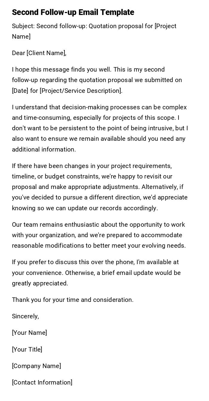 Second Follow-up Email Template