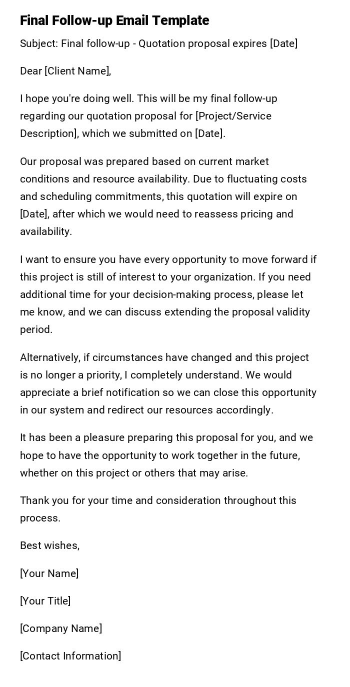 Final Follow-up Email Template
