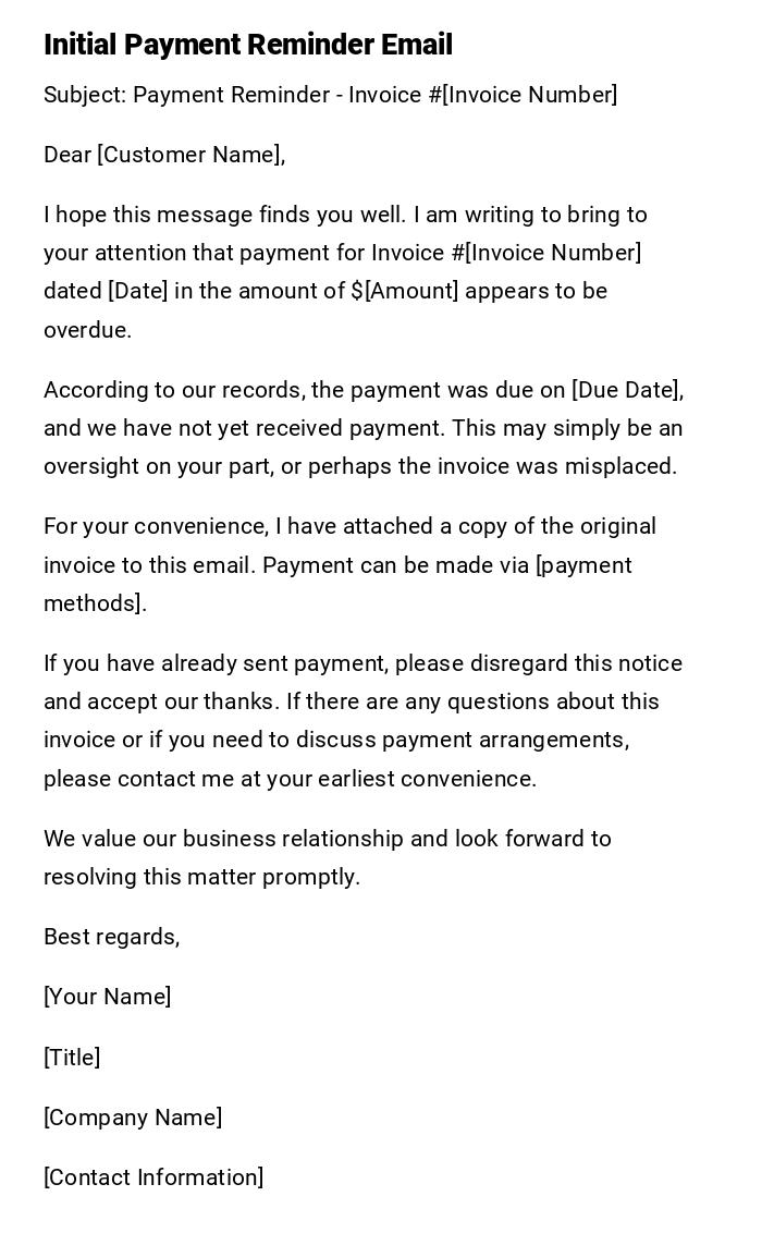 Initial Payment Reminder Email Initial Payment Reminder Email