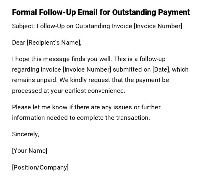 Formal Follow-Up Email for Outstanding Payment