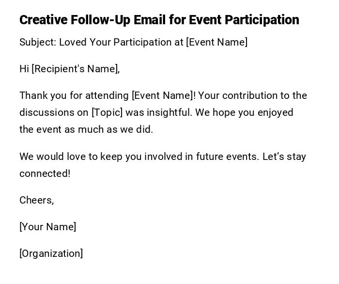 Creative Follow-Up Email for Event Participation