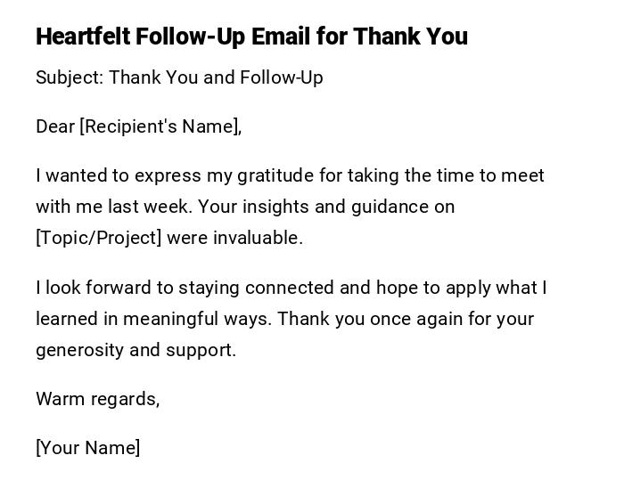 Heartfelt Follow-Up Email for Thank You