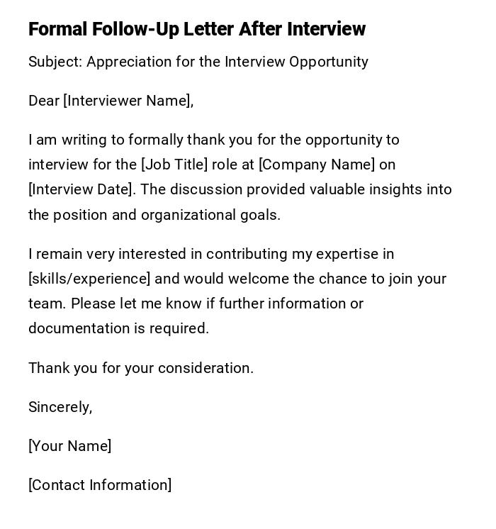 Formal Follow-Up Letter After Interview